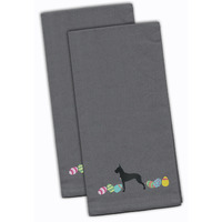 Caroline's Treasures CK1649GYTWE Great Dane Easter Gray Embroidered Kitchen Towel Set of 2
