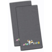 Caroline's Treasures CK1657GYTWE Jack Russell Terrier Easter Gray Embroidered Kitchen Towel Set of 2