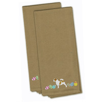 Caroline's Treasures CK1657TNTWE Jack Russell Terrier Easter Tan Embroidered Kitchen Towel Set of 2