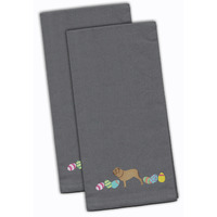 Caroline's Treasures CK1664GYTWE Neopolitan Mastiff Easter Gray Embroidered Kitchen Towel Set of 2