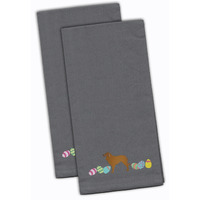 Caroline's Treasures CK1674GYTWE Estrela Mountain Dog Easter Gray Embroidered Kitchen Towel Set of 2