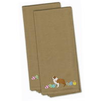 Caroline's Treasures CK1677TNTWE Red Border Collie Easter Tan Embroidered Kitchen Towel Set of 2