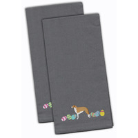 Caroline's Treasures CK1679GYTWE Borzoi Easter Gray Embroidered Kitchen Towel Set of 2