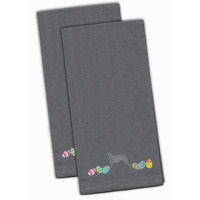 Caroline's Treasures CK1682GYTWE Scottish Deerhound Easter Gray Embroidered Kitchen Towel Set of 2