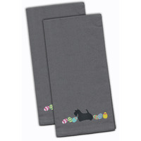 Caroline's Treasures CK1683GYTWE Scottish Terrier Easter Gray Embroidered Kitchen Towel Set of 2