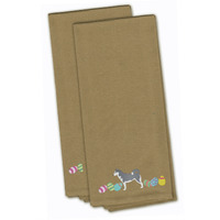 Caroline's Treasures CK1687TNTWE Siberian Husky Easter Tan Embroidered Kitchen Towel Set of 2