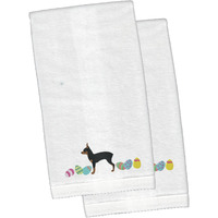 "Caroline's Treasures Toy Fox Terrier Easter Emboidered Hand Towels, 26hx16w, Multicolor"