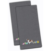 Caroline's Treasures CK1692GYTWE Welsh Springer Spaniel Easter Gray Embroidered Kitchen Towel Set of 2