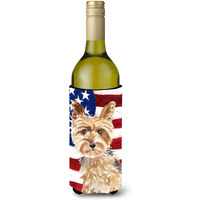 "Caroline's Treasures CK1706LITERK Patriotic USA Fox Terrier Wine Bottle Hugger cold-beverage-koozies, 750 ml, Multicolor"