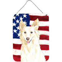 Caroline's Treasures Patriotic USA White Collie Door Hanging Prints wall-decor