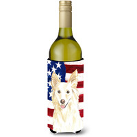 "Caroline's Treasures CK1708LITERK Patriotic USA White Collie Wine Bottle Hugger cold-beverage-koozies, 750 ml, Multicolor"
