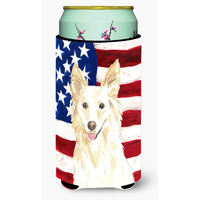 "Caroline's Treasures CK1708TBC Patriotic USA White Collie Tall Boy Hugger cold-beverage-koozies, Multicolor"