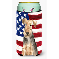 "Caroline's Treasures CK1710TBC Patriotic USA Welsh Terrier Tall Boy Hugger cold-beverage-koozies, Multicolor"