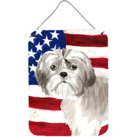 "Caroline's Treasures Patriotic USA Shih Tzu Puppy Door Hanging Prints wall-decor, Multicolor"