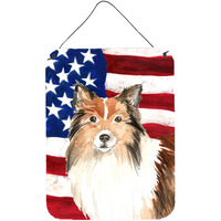 "Caroline's Treasures Patriotic USA Sheltie Door Hanging Prints wall-decor, Multicolor"