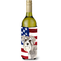 "Caroline's Treasures CK1718LITERK Patriotic USA Schnauzer #1 Wine Bottle Hugger cold-beverage-koozies, 750 ml, Multicolor"