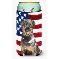 "Caroline's Treasures CK1720TBC Patriotic USA Rottweiler Tall Boy Hugger cold-beverage-koozies, Multicolor"