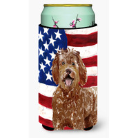 "Caroline's Treasures CK1726TBC Patriotic USA Labradoodle Tall Boy Hugger cold-beverage-koozies, Multicolor"