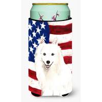 "Caroline's Treasures CK1727TBC Patriotic USA Japanese Spitz Tall Boy Hugger cold-beverage-koozies, Multicolor"