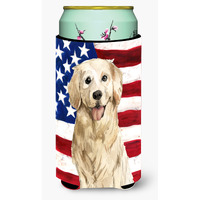"Caroline's Treasures CK1730TBC Patriotic USA Golden Retriever Tall Boy Hugger cold-beverage-koozies, Multicolor"