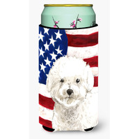 "Caroline's Treasures CK1740TBC Patriotic USA Bichon Frise Tall Boy Hugger cold-beverage-koozies, Multicolor"