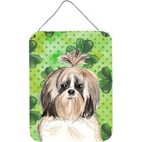"Caroline's Treasures Shamrocks Shih Tzu Door Hanging Prints wall-decor, Multicolor"