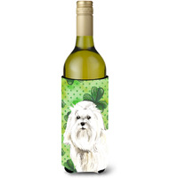 "Caroline's Treasures CK1797LITERK Shamrocks Maltese Wine Bottle Hugger cold-beverage-koozies, 750 ml, Multicolor"