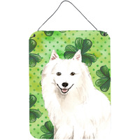 "Caroline's Treasures Shamrocks Japanese Spitz Door Hanging Prints wall-decor, Multicolor"
