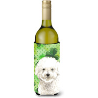 "Caroline's Treasures CK1814LITERK Shamrocks Bichon Frise Wine Bottle Hugger cold-beverage-koozies, 750 ml, Multicolor"