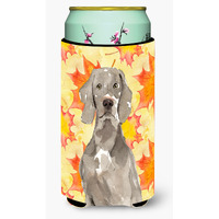 "Caroline's Treasures CK1822TBC Fall Leaves Weimaraner Tall Boy Hugger cold-beverage-koozies, Multicolor"