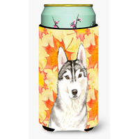 "Caroline's Treasures CK1824TBC Fall Leaves Siberian Husky Tall Boy Hugger cold-beverage-koozies, Multicolor"