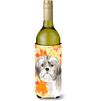 "Caroline's Treasures CK1825LITERK Fall Leaves Shih Tzu Puppy Wine Bottle Hugger cold-beverage-koozies, 750 ml, Multicolor"