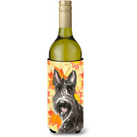 "Caroline's Treasures CK1828LITERK Fall Leaves Scottish Terrier Wine Bottle Hugger cold-beverage-koozies, 750 ml, Multicolor"