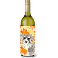 "Caroline's Treasures CK1829LITERK Fall Leaves Schnauzer #1 Wine Bottle Hugger cold-beverage-koozies, 750 ml, Multicolor"