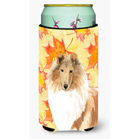 "Caroline's Treasures CK1830TBC Fall Leaves Rough Collie Tall Boy Hugger cold-beverage-koozies, Multicolor"