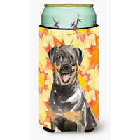 "Caroline's Treasures CK1831TBC Fall Leaves Rottweiler Tall Boy Hugger cold-beverage-koozies, Multicolor"