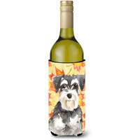 "Caroline's Treasures CK1833LITERK Fall Leaves Schnauzer #2 Wine Bottle Hugger cold-beverage-koozies, 750 ml, Multicolor"