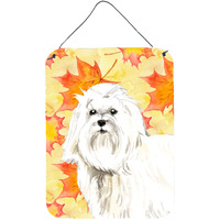 "Caroline's Treasures Fall Leaves Maltese Door Hanging Prints wall-decor, Multicolor"