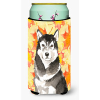"Caroline's Treasures CK1835TBC Fall Leaves Alaskan Malamute Tall Boy Hugger cold-beverage-koozies, Multicolor"