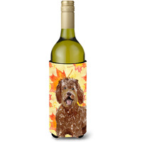 "Caroline's Treasures CK1837LITERK Fall Leaves Labradoodle Wine Bottle Hugger cold-beverage-koozies, 750 ml, Multicolor"