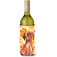 "Caroline's Treasures CK1840LITERK Fall Leaves Vizsla Wine Bottle Hugger cold-beverage-koozies, 750 ml, Multicolor"