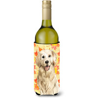 "Caroline's Treasures CK1841LITERK Fall Leaves Golden Retriever Wine Bottle Hugger cold-beverage-koozies, 750 ml, Multicolor"