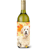 "Caroline's Treasures CK1842LITERK Fall Leaves Goldendoodle Wine Bottle Hugger cold-beverage-koozies, 750 ml, Multicolor"