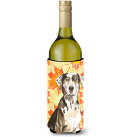 "Caroline's Treasures CK1845LITERK Fall Catahoula Leopard Dog Wine Bottle Hugger cold-beverage-koozies, 750 ml, Multicolor"