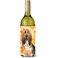 "Caroline's Treasures CK1850LITERK Fall Leaves Bloodhound Wine Bottle Hugger cold-beverage-koozies, 750 ml, Multicolor"