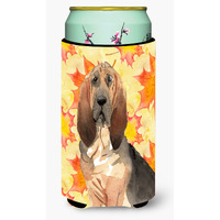 "Caroline's Treasures CK1850TBC Fall Leaves Bloodhound Tall Boy Hugger cold-beverage-koozies, Multicolor"