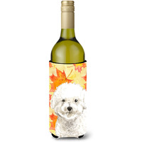 "Caroline's Treasures CK1851LITERK Fall Leaves Bichon Frise Wine Bottle Hugger cold-beverage-koozies, 750 ml, Multicolor"
