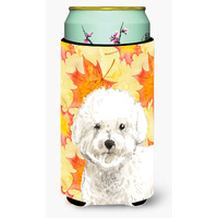 "Caroline's Treasures CK1851TBC Fall Leaves Bichon Frise Tall Boy Hugger cold-beverage-koozies, Multicolor"