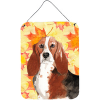 "Caroline's Treasures Fall Leaves Basset Hound Door Hanging Prints wall-decor, Multicolor"