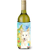"Caroline's Treasures CK1856LITERK Christmas Tree White Collie Wine Bottle Hugger cold-beverage-koozies, 750 ml, Multicolor"
